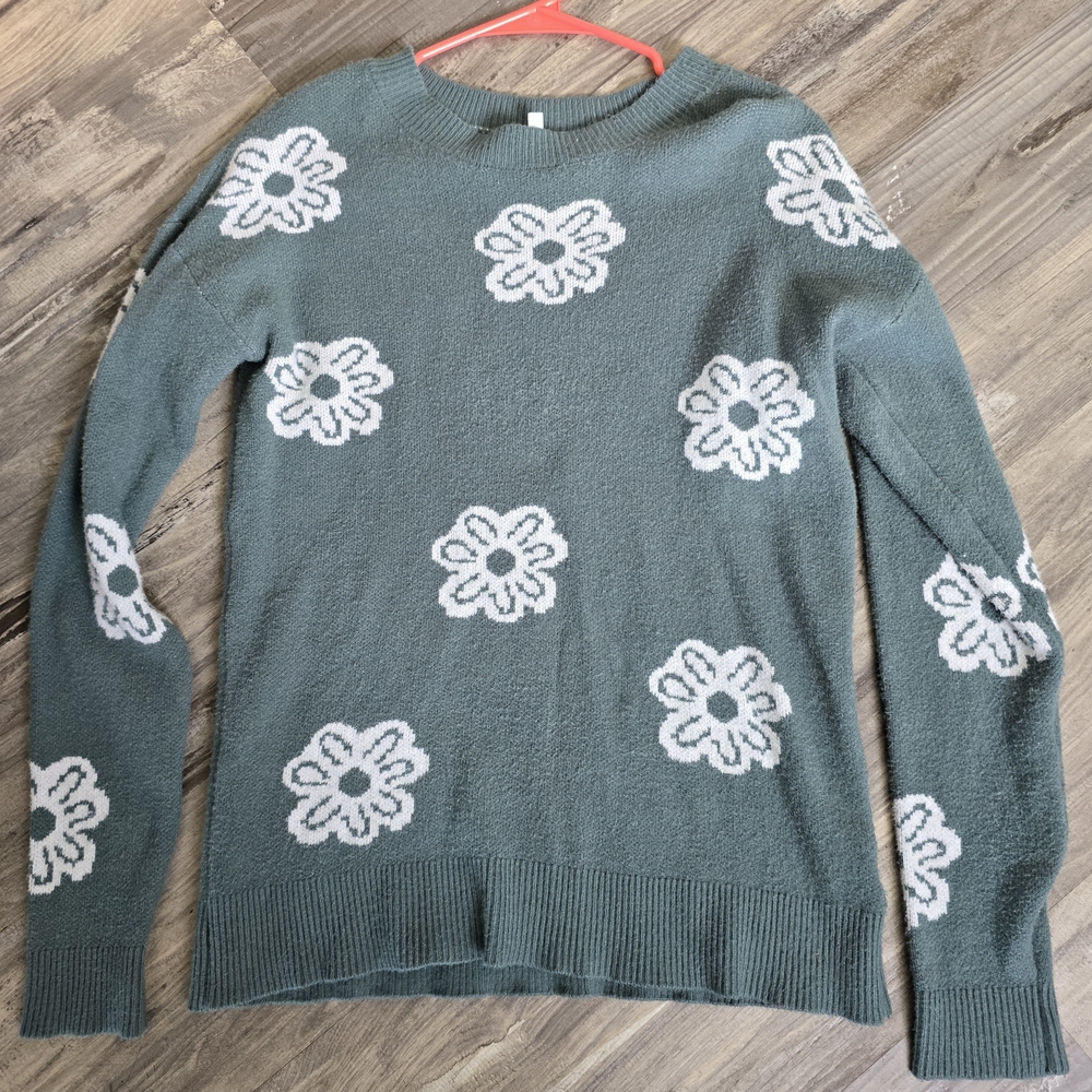 Maurices Teal Floral Sweater
